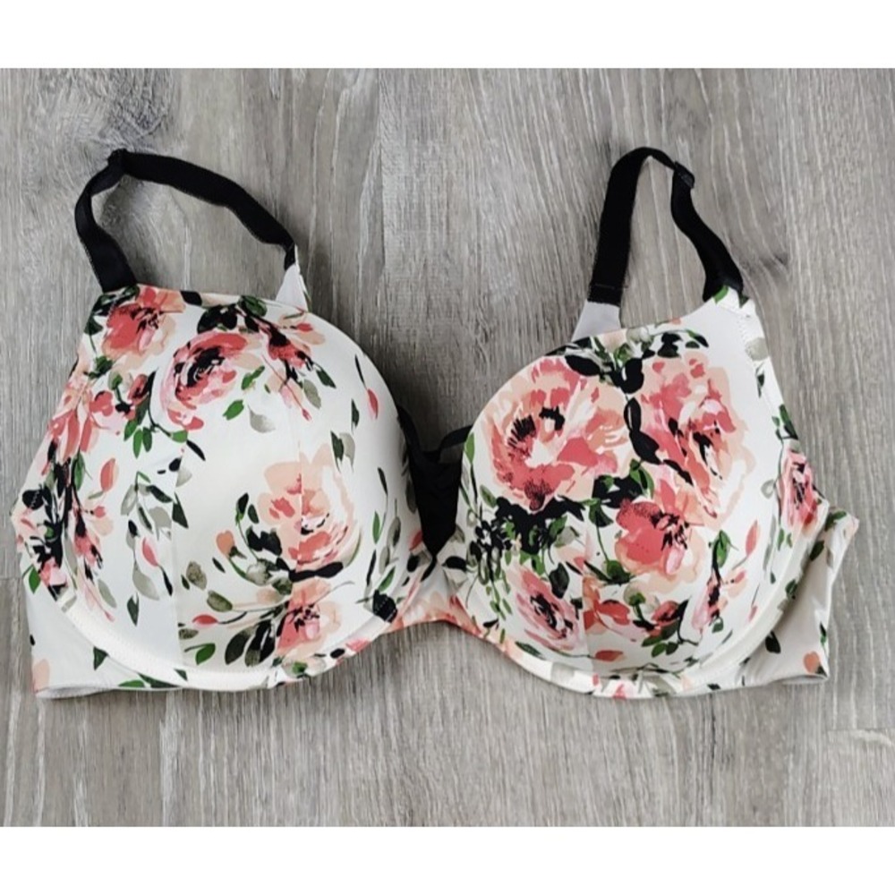 Torrid XO Plunge Push-Up Bra‎ 42DD Underwire Beautiful Floral Print Adjustable